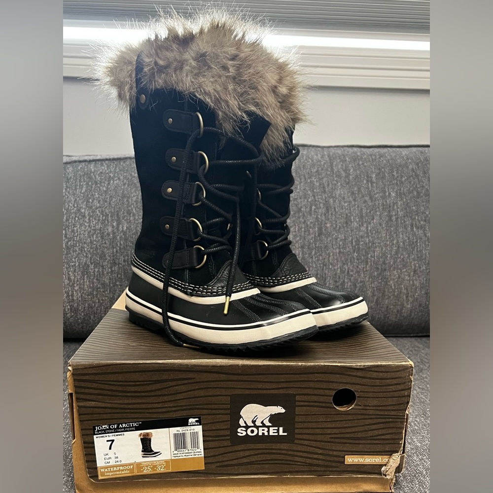 Sorel Joan of Arctic Faux Fur Waterproof Black Snow Boot NEW IN BOX